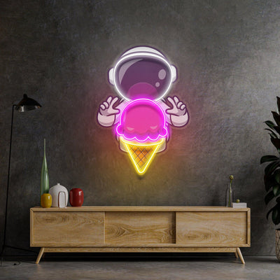 Astronaut Cream Space Led Neon Acrylic Artwork - Neonzastudio