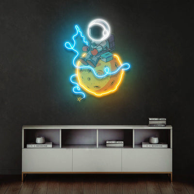 Astronaut Fishing Led Neon Acrylic Artwork - Neonzastudio