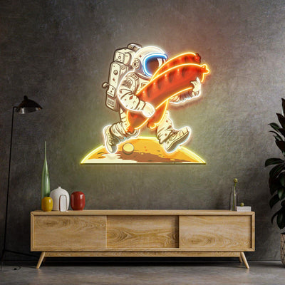 Astronaut and Sausage Led Neon Acrylic Artwork - Neonzastudio