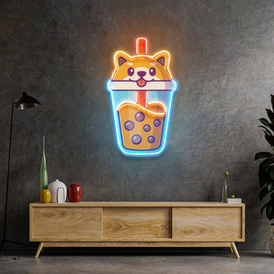 Boba Milktea Dog Led Neon Acrylic Artwork - Neonzastudio