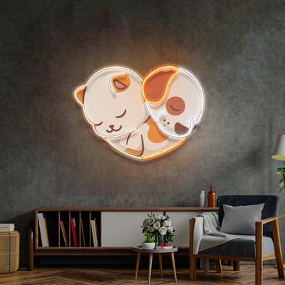 Cat&Dog Friendship LED Neon Sign Light Pop Art - Neonzastudio