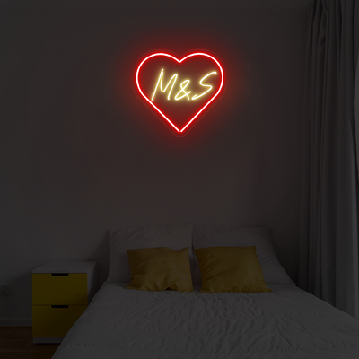 Initials in Heart Neon Sign - Neonzastudio