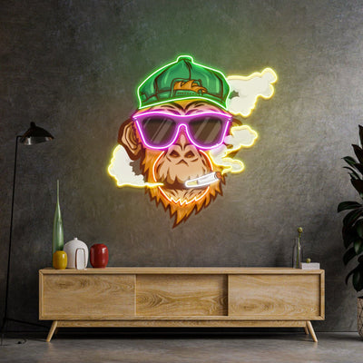 Monkey Smoking Cigar LED Neon Sign Light Pop Art - Neonzastudio