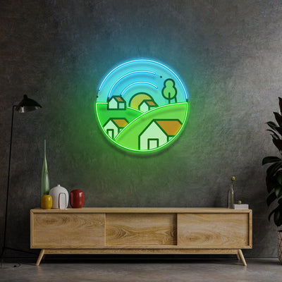 Morning on Grassy Village LED Neon Sign Light Pop Art - Neonzastudio