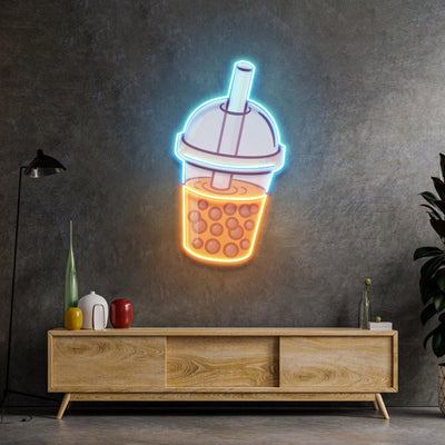 Orange Milktea Neon Acrylic Artwork - Neonzastudio