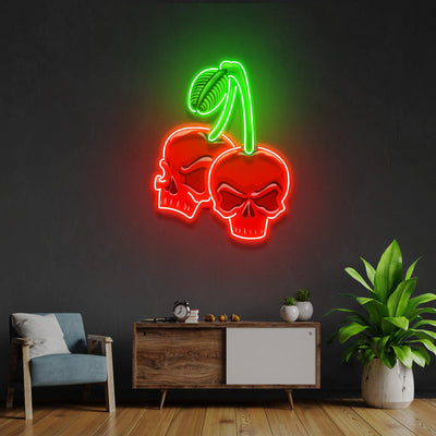 Skull Cherry Led Neon Acrylic Artwork - Neonzastudio