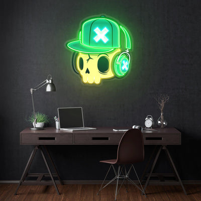 Skull and Headphones Led Neon Acrylic Artwork - Neonzastudio