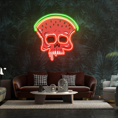 Watermelon Skull Led Neon Acrylic Artwork - Neonzastudio