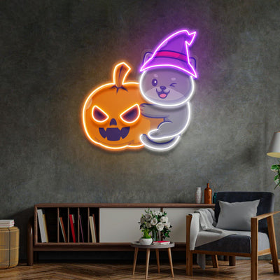 Dog And Pumpkin LED Neon Sign Light Pop Art - Neonzastudio