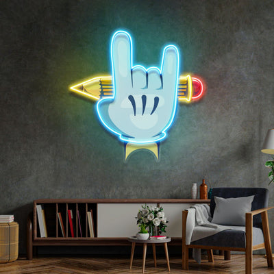 Rock Hand LED Neon Sign Light Pop Art - Neonzastudio