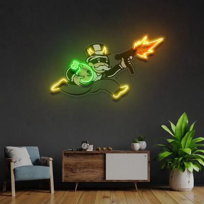 Violent Monopoly Gun Led Neon Acrylic Artwork - Neonzastudio